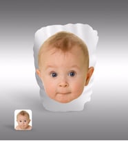 BK Gift Kişiye Özel Bebek Kafa Fotoğraflı Beyaz Yastık-1