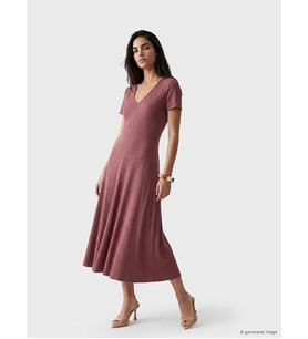 LCW Vision Pembe V Yaka Bodycon Elbise