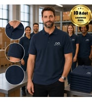 Logonuza Özel 10 Adet Lacivert Polo Yaka Tişört - Pamuk Unisex Kurumsal Tişört
