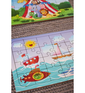 Okul Öncesi Başlangıç Yapboz Sirk Ve Deniz Araçları Ahşap Puzzle Set