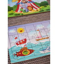 Okul Öncesi Başlangıç Yapboz Sirk Ve Deniz Araçları Ahşap Puzzle Set