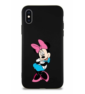 Apple iPhone XS Soft Premier Kapak Minnie Mouse-D Tasarımlı Silikon Kılıf - Siyah (Şeffaf)