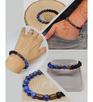Lapis & Oniks Taşı 8mm Unisex Tasarım Bileklik Hawaii Model (9420)