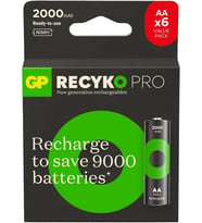 Batteries ReCyko Pro AA Kalem Ni-Mh Şarjlı Pil, 1.2 Volt, 6'lı Kart