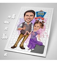 Prenses Kız ve Babası Karikatürlü Puzzle