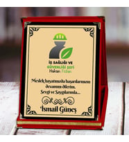 İş Sağlığı Ve Güvenlği Şefi Baskılı Plaket (2. Tasarım)  Kişiye Özel (Kırmızı)