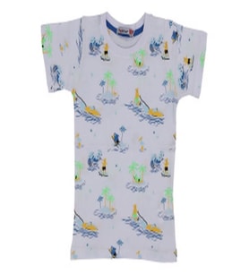 Haknur  Kaykaylı Ayıcık Palmiyeli Zürafalı Kısa Kollu Erkek Çocuk T-Shirt 1-4 Yaş Beyaz