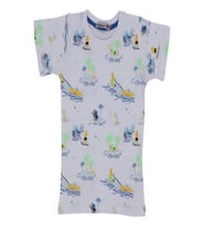 Haknur  Kaykaylı Ayıcık Palmiyeli Zürafalı Kısa Kollu Erkek Çocuk T-Shirt 1-4 Yaş Beyaz