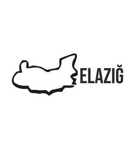 Elazığ Harita Araba Sticker siyah 18x7 CM (Siyah)
