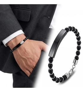 Moncuk Design Oniks Siyah İsim Yazılabilir Ve Ayarlanabilir Çelik Zincir Bileklik 33512B29D7