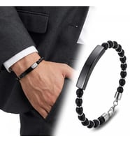 Moncuk Design Oniks Siyah İsim Yazılabilir Ve Ayarlanabilir Çelik Zincir Bileklik 33512B29D7