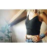 Askılı Siyah Örgü Croptop