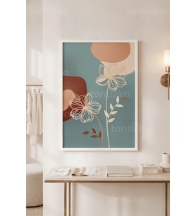Çiçek Temalı Minimal 1. Kalite Ahşap Çerçeveli Tablo