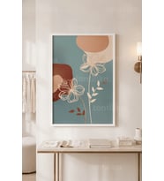 Çiçek Temalı Minimal 1. Kalite Ahşap Çerçeveli Tablo