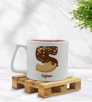 BK Gift Kişiye Özel Çikolata Harf Tasarımlı Middle Beyaz Kupa Bardak Model 1