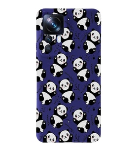 Xiaomi Mi 12T Pro Uyumlu Lansman Kılıf Panda Tasarımlı İçi Kadife Kapak-Mor (Şeffaf)