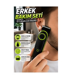 5'i 1 Arada Erkek Tıraş ve Bakım Seti – 0-10 mm Ayarlı Çok Başlıklı Makine