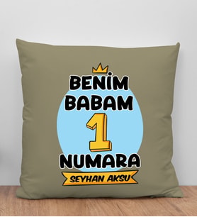 BK Gift Kişiye Özel İsimli Babalar Günü Tasarımlı Gri Kırlent Yastık-14 Babaya Hediye, Ev Dekorasyonu, Babalar Günü Hediyesi