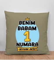 BK Gift Kişiye Özel İsimli Babalar Günü Tasarımlı Gri Kırlent Yastık-14 Babaya Hediye, Ev Dekorasyonu, Babalar Günü Hediyesi