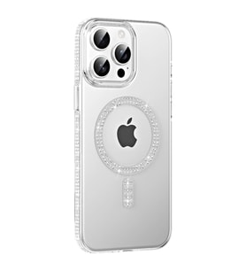 Northcity Joko Move Taşlı Magsafe Kapak - iPhone 15 Pro ile Uyumlu Işıltılı Elmas Kılıf, Natural Grey