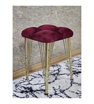 Kare Gold Kaplama Telli Ayaklı Tabure - Oturak - Bar Taburesi - Ayaklı Tabure Bordo Renk 48 x 33 Boyut/Ebat (Çok Renkli)