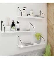 İskandinav Kitaplık Duvar Rafı Mutfak Banyo Salon 3 Lü Set 15x55 Cm