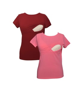 LuvmaBelly MYRA2502_2506 Emzirme tshirt seti (Kırmızı)