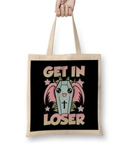Cute & Funny Get In Loser Kawaii Coffin Anime Goth Bez Çanta Uzun Saplı