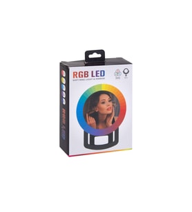 RGB LED Selfie Işığı, Telefonlara Takılabilen, Aynalı ve Youtuber Işığı (Füme)