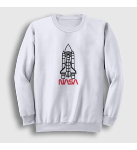 Presmono Unisex Beyaz Rocket V2 Nasa Space Uzay Sweatshirt 369511tt (Beyaz)