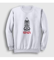 Presmono Unisex Beyaz Rocket V2 Nasa Space Uzay Sweatshirt 369511tt (Beyaz)