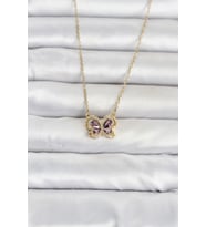 316L Çelik Zincir Gold Renk Mor Model Kadın Kolye TJ-BKO11100