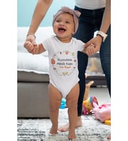 Unisex Bebek Beyaz Teyzesinin Can Kuşu Desenli Kısa Kol Body