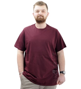 Mode XL Büyük Beden Baskılı Erkek T-Shirt Bisiklet Yaka SIMPLICITY U24046 Mürdüm