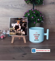 Aşçıya Hediye Fotoğraflı Dekoratif Taş, Kupa Bardak Beyaz Hediye (Model 12)