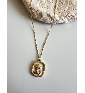 Sedefli Model Gold Vip Kolye