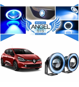 Renault Clio 4 Uyumlu, Universal Mercekli Led Angel Sis Farı, 76mm Buz Mavi Renk