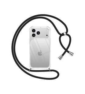 Teknomoda Apple iPhone 17 PRO Kılıf Boyun Omuz Askılı iPli Anti Şok Korumalı Şeffaf Silikon Siyah iPli