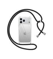 Teknomoda Apple iPhone 17 PRO Kılıf Boyun Omuz Askılı iPli Anti Şok Korumalı Şeffaf Silikon Siyah iPli