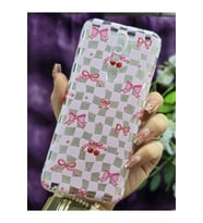 Oppo A5 2020 / Oppo A9 2020 Uyumlu Fiyonk ve Kiraz Desenli Şeffaf Telefon Kılıfı