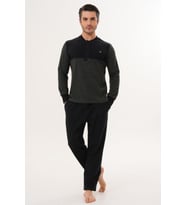 Mecit 2999 Yeşil-Siyah Selanik Kumaş Kışlık Erkek Pijama Takımı