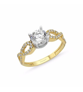 Altın Tektaş Yüzük 0.85 karat Zirconia Sonsuzluk (Çok Renkli)