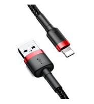 Baseus Cafule 2.4A Lightning 1M Şarj Kablosu CALKLF-B19 Kırmızı/Siyah