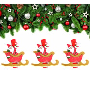 Yılbaşı Kızak Motifli Noel Baba Dekoratif Mandal 6'lı