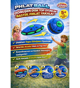 Phlat Ball Dönüşen Disk Top Oyuncak Bastır Fırlat Yakala Eğlence Seti