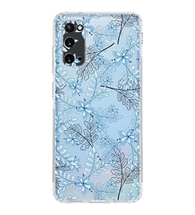 Samsung Galaxy S20  Kamera Korumalı Kapak Floral Mavi Tasarımlı  Şeffaf  Kılıf