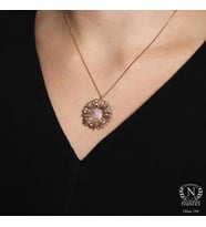 925 Ayar Gümüş Taşlı Papatya Kolye, Rose
