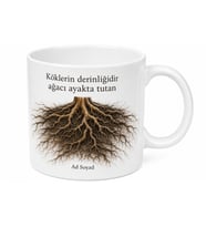Ağaç Kökü Temalı Baskılı Kupa Bardak Hediye Doğa Sevgisi Porselen Mug