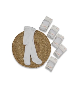 5034 Bebek Düz Külotlu Çorap (Beyaz)