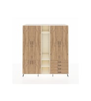 Kronos Dolap 14 Raflı 4 Çekmeceli Tek Askılı 220x59x243 Aytaşı-Çam/Çam